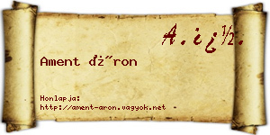 Ament Áron névjegykártya